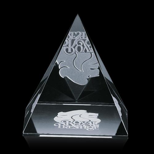 Corporate Awards - Crystal Awards - Crystal Paperweights - Optical Pyramid Crystal Award
