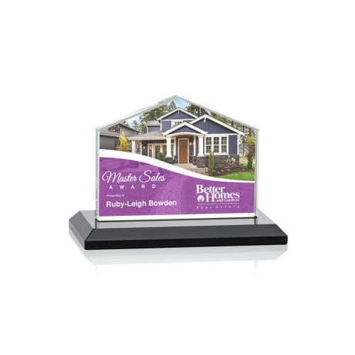 Corporate Awards - Full Color Awards - Domicile Full Color Black Arch & Crescent Crystal Award