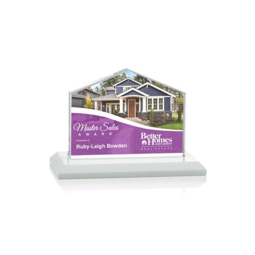 Corporate Awards - Full Color Awards - Domicile Full Color White Arch & Crescent Crystal Award