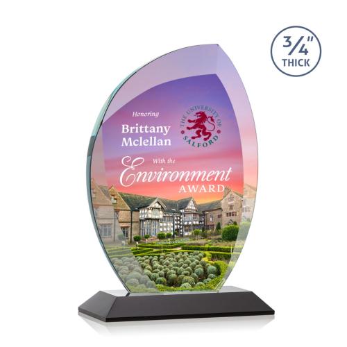 Corporate Awards - Crystal Awards - Crystal Flame Awards - Wichita Full Color Black Flame Crystal Award