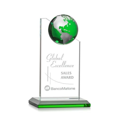 Corporate Awards - Sales Awards - Arden Globe Green/Silver Spheres Crystal Award