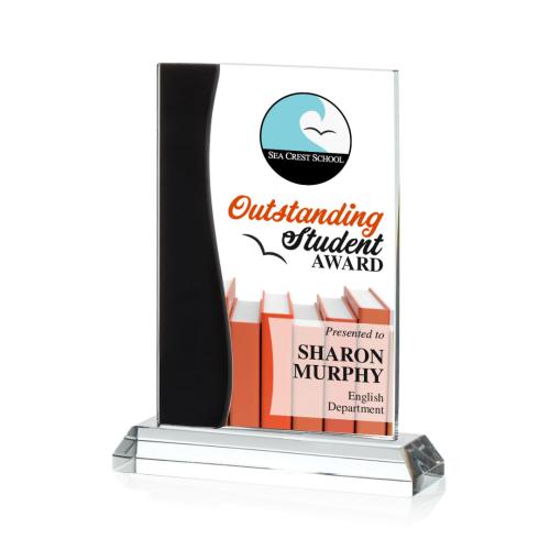 Corporate Awards - Full Color Awards - Landfield Full Color Black Rectangle Crystal Award