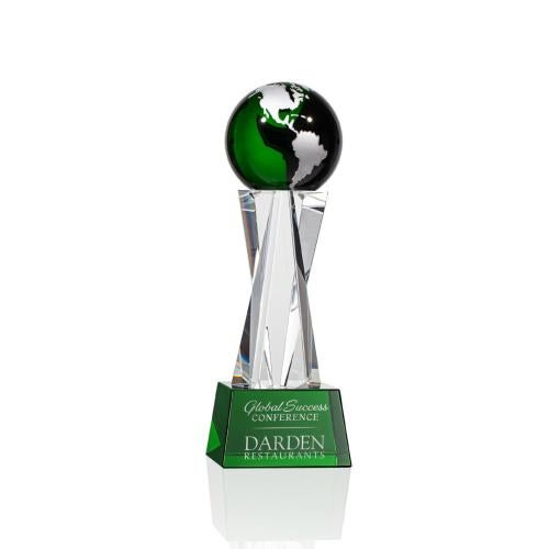 Corporate Awards - Sales Awards - Havant Globe Green/Silver Spheres Crystal Award