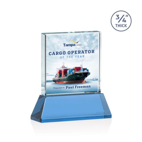 Corporate Awards - Full Color Awards - Terra Full Color Sky Blue on Newhaven Crystal Award