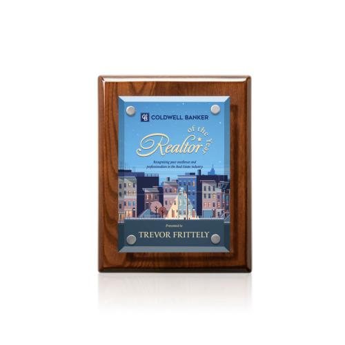 Corporate Awards - Award Plaques - Caledon Full Color Plaque - Walnut/Silver