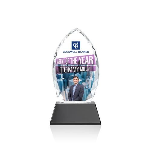 Corporate Awards - Full Color Awards - Wilton Full Color Black on Newhaven Arch & Crescent Crystal Award