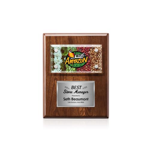 Corporate Awards - Award Plaques - Gossamer Full Color Plaque - Walnut/Silver