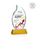 Croydon Full Color Amber on Newhaven Base Flame Crystal Award