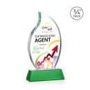 Croydon Full Color Green on Newhaven Base Flame Crystal Award