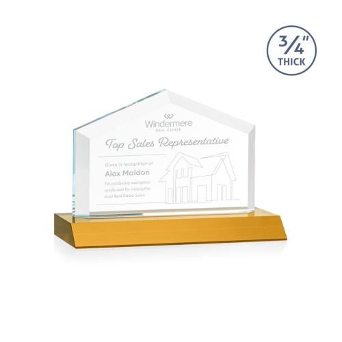 Corporate Awards - Glass Awards - Colored Glass Awards - Micasa Amber Arch & Crescent Crystal Award