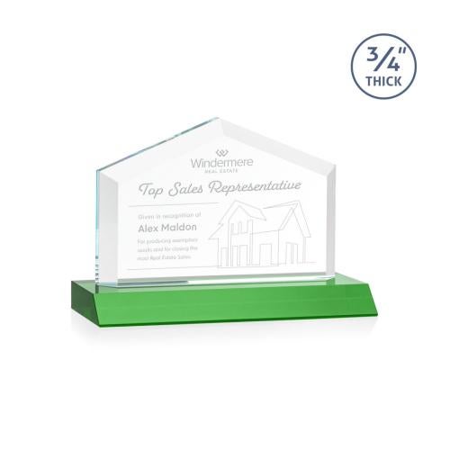 Corporate Awards - Glass Awards - Colored Glass Awards - Micasa Green Arch & Crescent Crystal Award