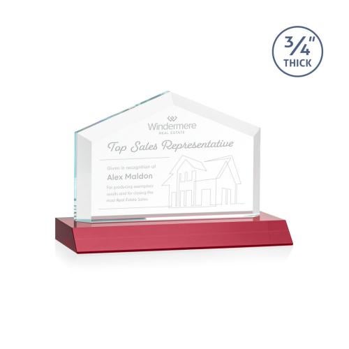 Corporate Awards - Crystal Awards - Colored Crystal - Red Crystal Awards - Micasa Red Arch & Crescent Crystal Award