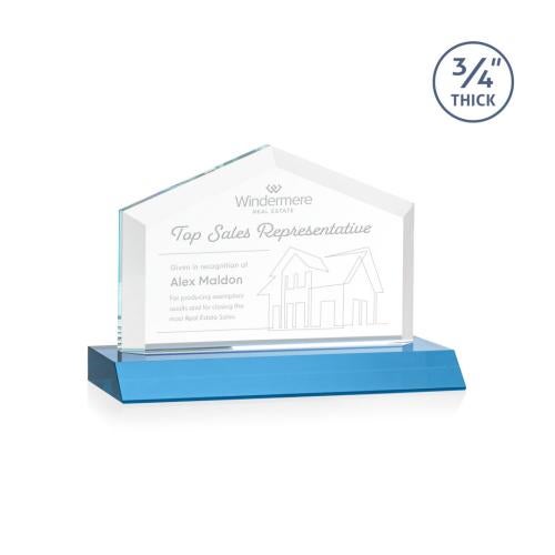 Corporate Awards - Crystal Awards - Micasa Sky Blue Arch & Crescent Crystal Award