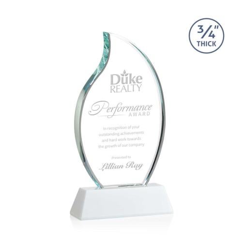 Corporate Awards - Crystal Awards - Crystal Flame Awards - Croydon White on Newhaven Base Flame Crystal Award