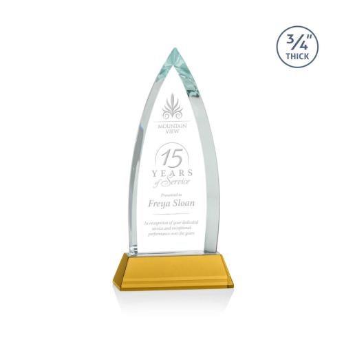 Corporate Awards - Glass Awards - Colored Glass Awards - Shildon Amber on Newhaven Arch & Crescent Crystal Award