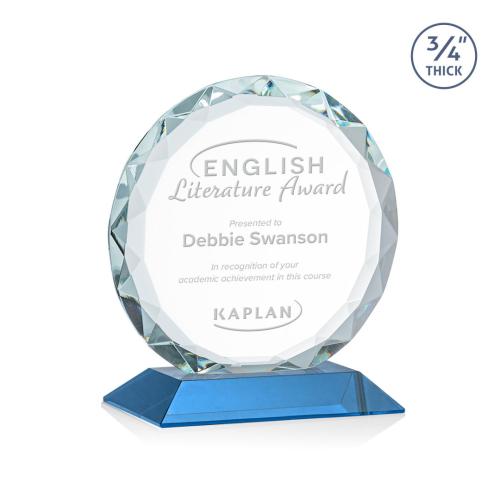 Corporate Awards - Crystal Awards - Centura Sky Blue Circle Crystal Award