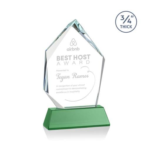 Corporate Awards - Glass Awards - Colored Glass Awards - Deerhurst Ice Green on Newhaven Peak Crystal Award
