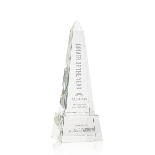 Corporate Awards - Crystal Awards - Crystal Pillar Awards - Master Obelisk on Base - Clear