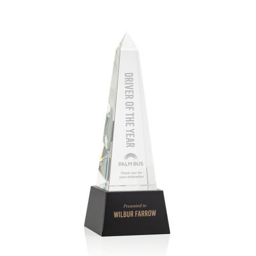 Corporate Awards - Crystal Awards - Crystal Pillar Awards - Master Obelisk on Base - Black