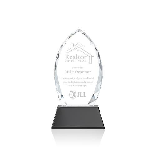 Corporate Awards - Crystal Awards - Wilton Black on Newhaven Base Arch & Crescent Crystal Award