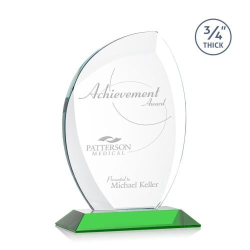 Corporate Awards - Crystal Awards - Crystal Flame Awards - Wichita Green Flame Crystal Award