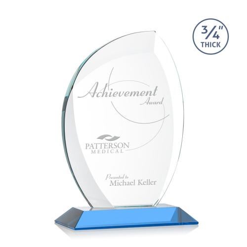 Corporate Awards - Crystal Awards - Crystal Flame Awards - Wichita Sky Blue Flame Crystal Award