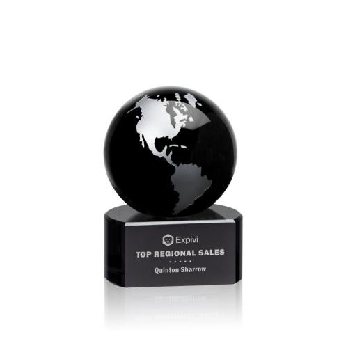 Corporate Awards - Sales Awards - Marcana Globe Black/Silver Spheres Crystal Award