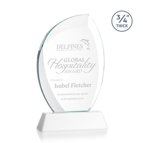 Corporate Awards - Crystal Awards - Crystal Flame Awards - Wichita White on Newhaven Base Flame Crystal Award