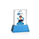 Merit Full Color Sky Blue on Base Rectangle Crystal Award
