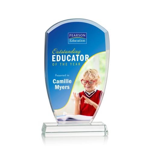 Corporate Awards - Full Color Awards - Leighlin Full Color Arch & Crescent Crystal Award