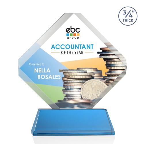 Corporate Awards - Full Color Awards - Toulon on Newhaven Full Color Sky Blue Crystal Award