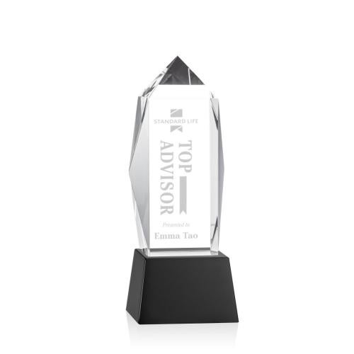 Corporate Awards - Crystal Awards - Crystal Pillar Awards - Bloomington Black on Base Obelisk Crystal Award