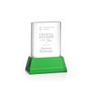Merit Green on Base Rectangle Crystal Award