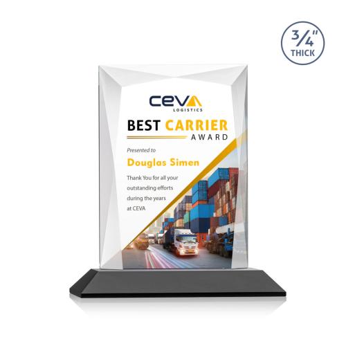 Corporate Awards - Full Color Awards - Messina Full Color Black Rectangle Crystal Award