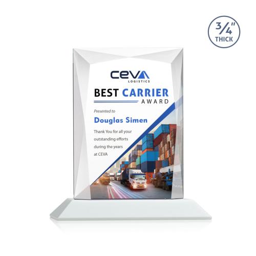 Corporate Awards - Full Color Awards - Messina Full Color White Rectangle Crystal Award