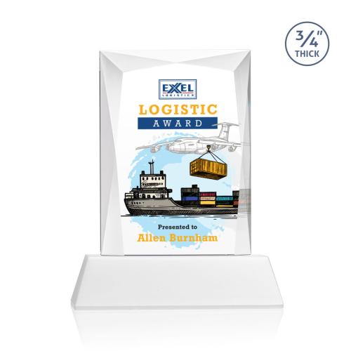 Corporate Awards - Full Color Awards - Messina Full Color White on Newhaven Base Rectangle Crystal Award