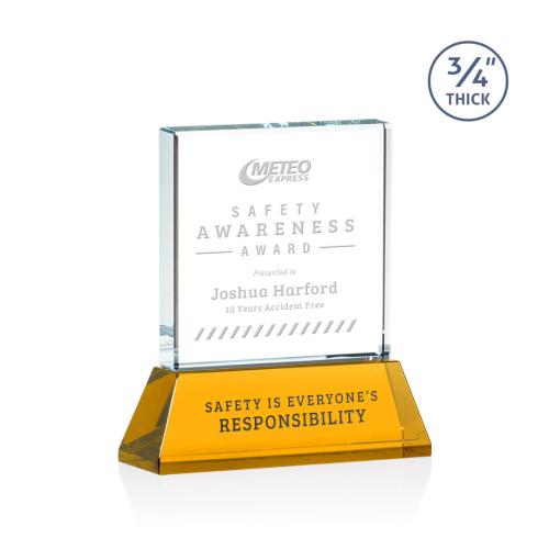 Corporate Awards - Glass Awards - Colored Glass Awards - Terra Amber on Newhaven Crystal Award