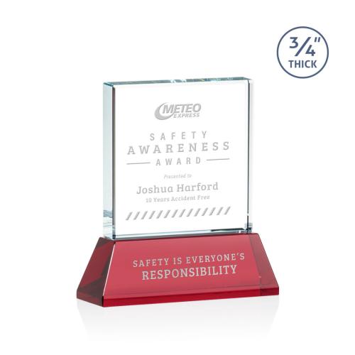Corporate Awards - Crystal Awards - Colored Crystal - Red Crystal Awards - Terra Red on Newhaven Crystal Award