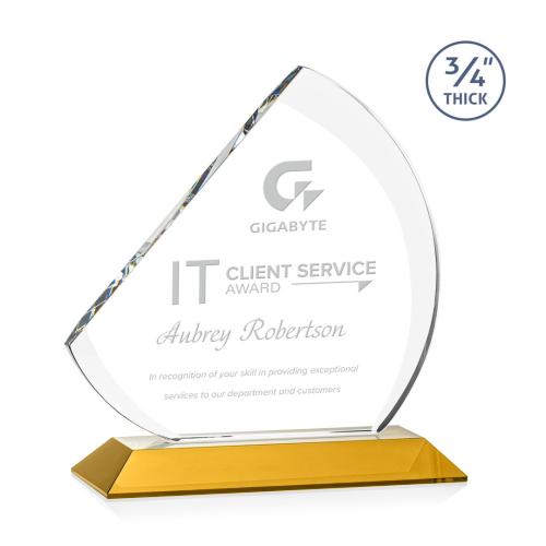 Corporate Awards - Glass Awards - Colored Glass Awards - Nantucket Amber Sail Crystal Award