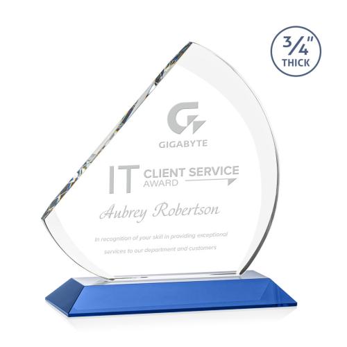Corporate Awards - Glass Awards - Colored Glass Awards - Nantucket Blue Sail Crystal Award
