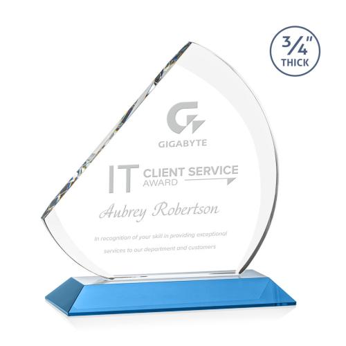 Corporate Awards - Sales Awards - Nantucket Sky Blue Sail Crystal Award
