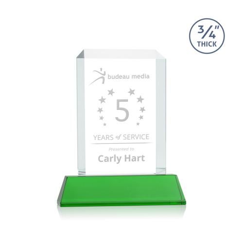 Corporate Awards - Glass Awards - Colored Glass Awards - Dalton Green on Newhaven Rectangle Crystal Award