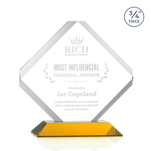Corporate Awards - Glass Awards - Colored Glass Awards - Toulon Amber Crystal Award