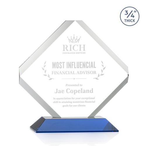 Corporate Awards - Glass Awards - Colored Glass Awards - Toulon Blue Crystal Award