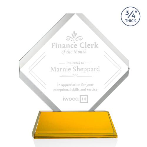 Corporate Awards - Glass Awards - Colored Glass Awards - Toulon Amber on Newhaven Crystal Award