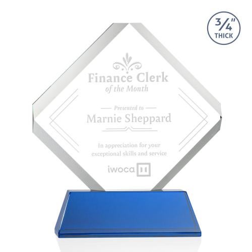 Corporate Awards - Glass Awards - Colored Glass Awards - Toulon Blue on Newhaven Crystal Award