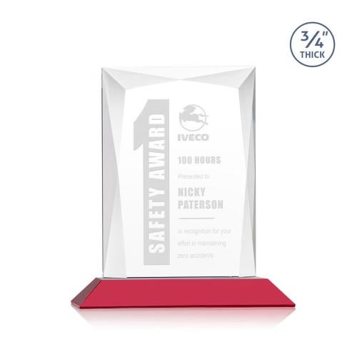 Corporate Awards - Crystal Awards - Colored Crystal - Red Crystal Awards - Messina Red Rectangle Crystal Award