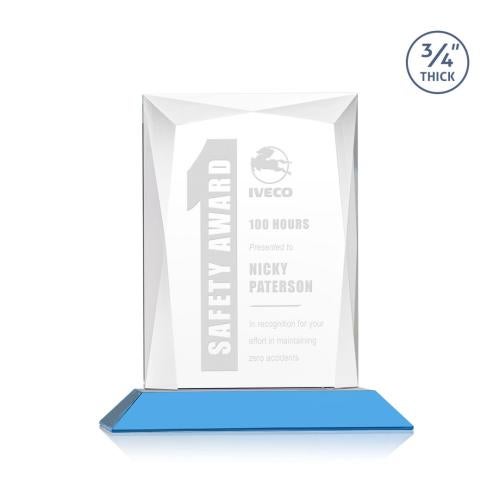 Corporate Awards - Crystal Awards - Messina Sky Blue Rectangle Crystal Award