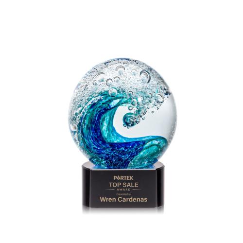 Corporate Awards - Modern Awards - Surfside Black on Paragon Spheres Glass Award
