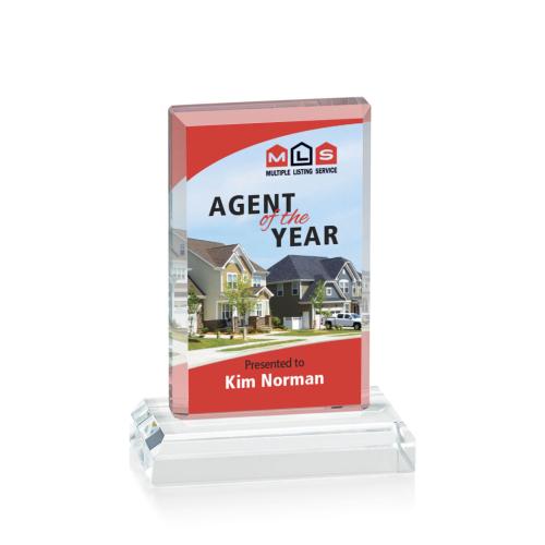 Corporate Awards - Budget Awards & Trophies - Harmony Desktop Full Color Rectangle Crystal Award